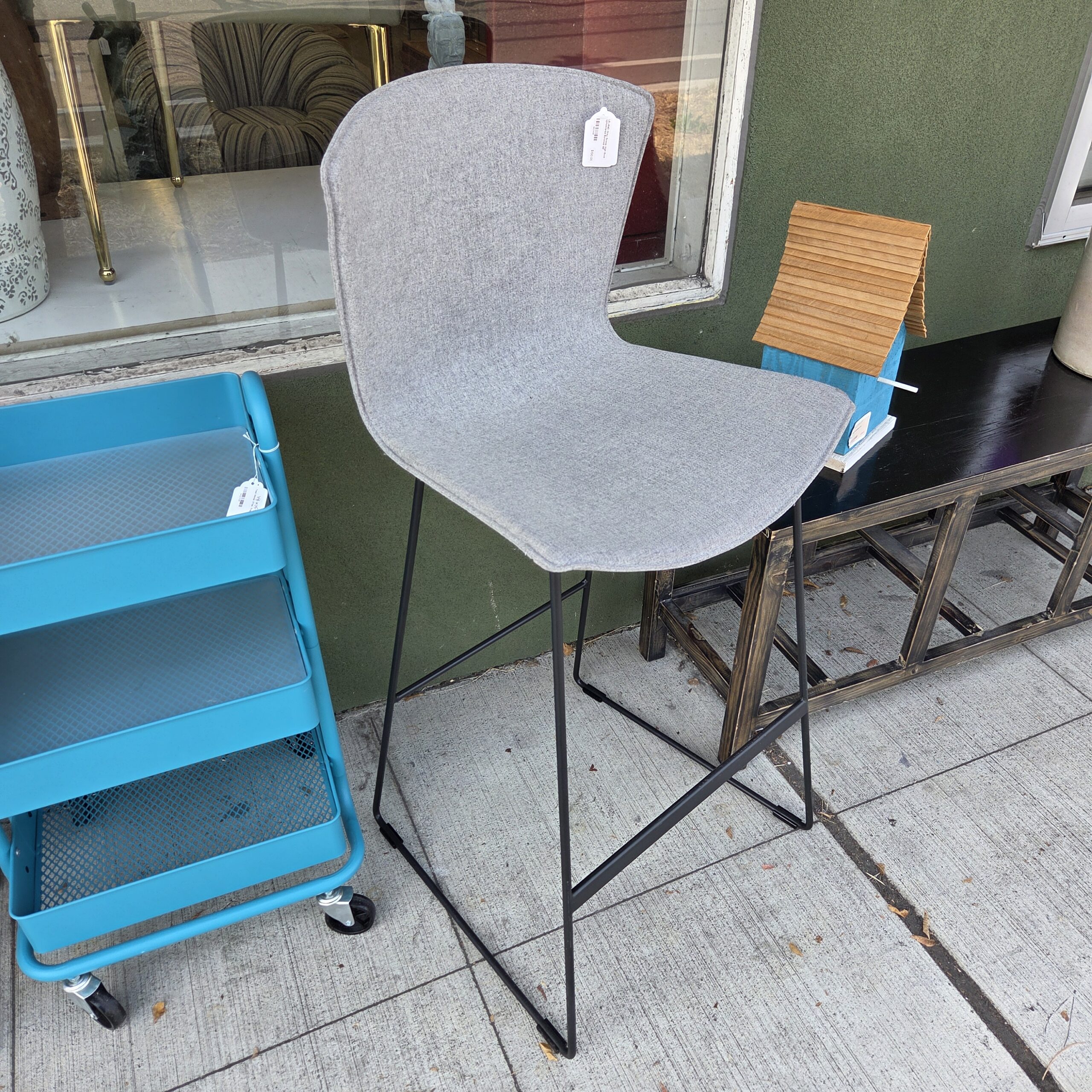 leland grey scoop high back upholstered barstool