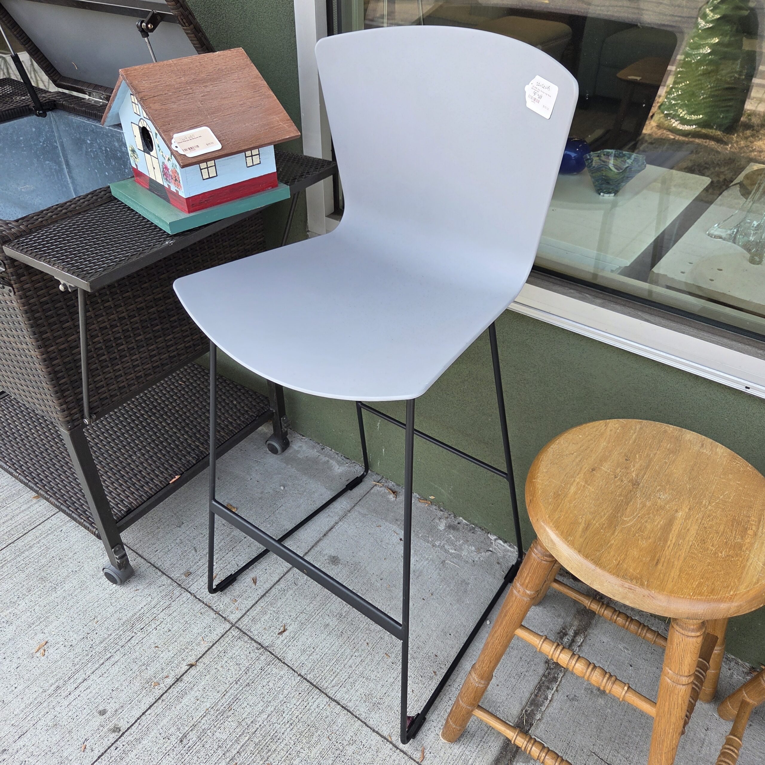 leland grey scoop high back barstool