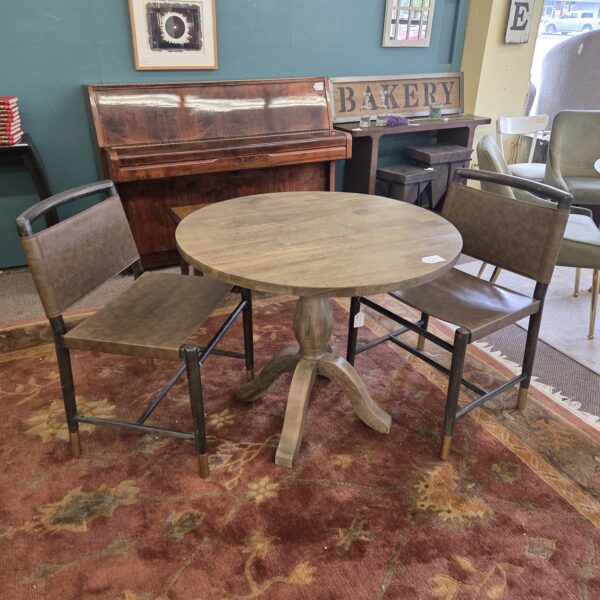 small rustic pedestal dropleaf table