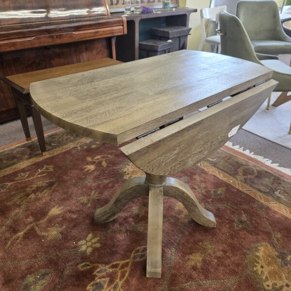 small rustic pedestal dropleaf table