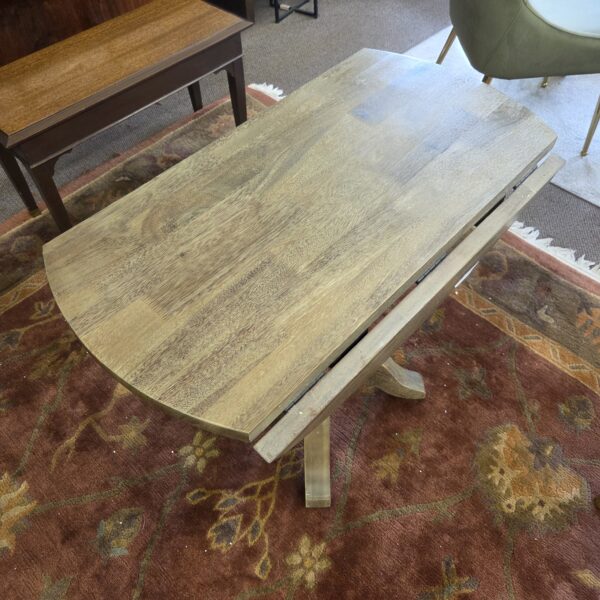 small rustic pedestal dropleaf table
