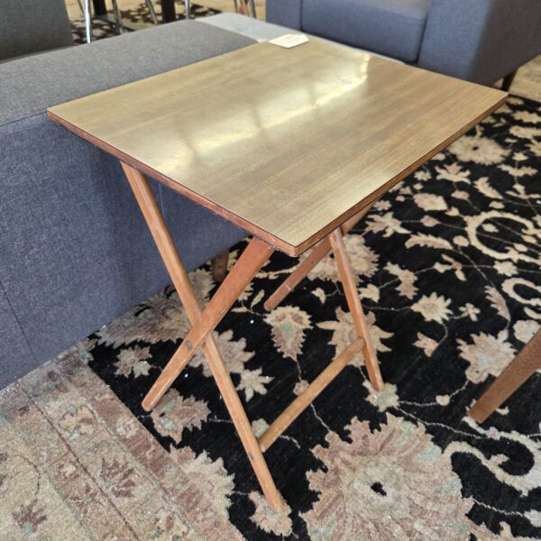 vintage formica wood top tv tray