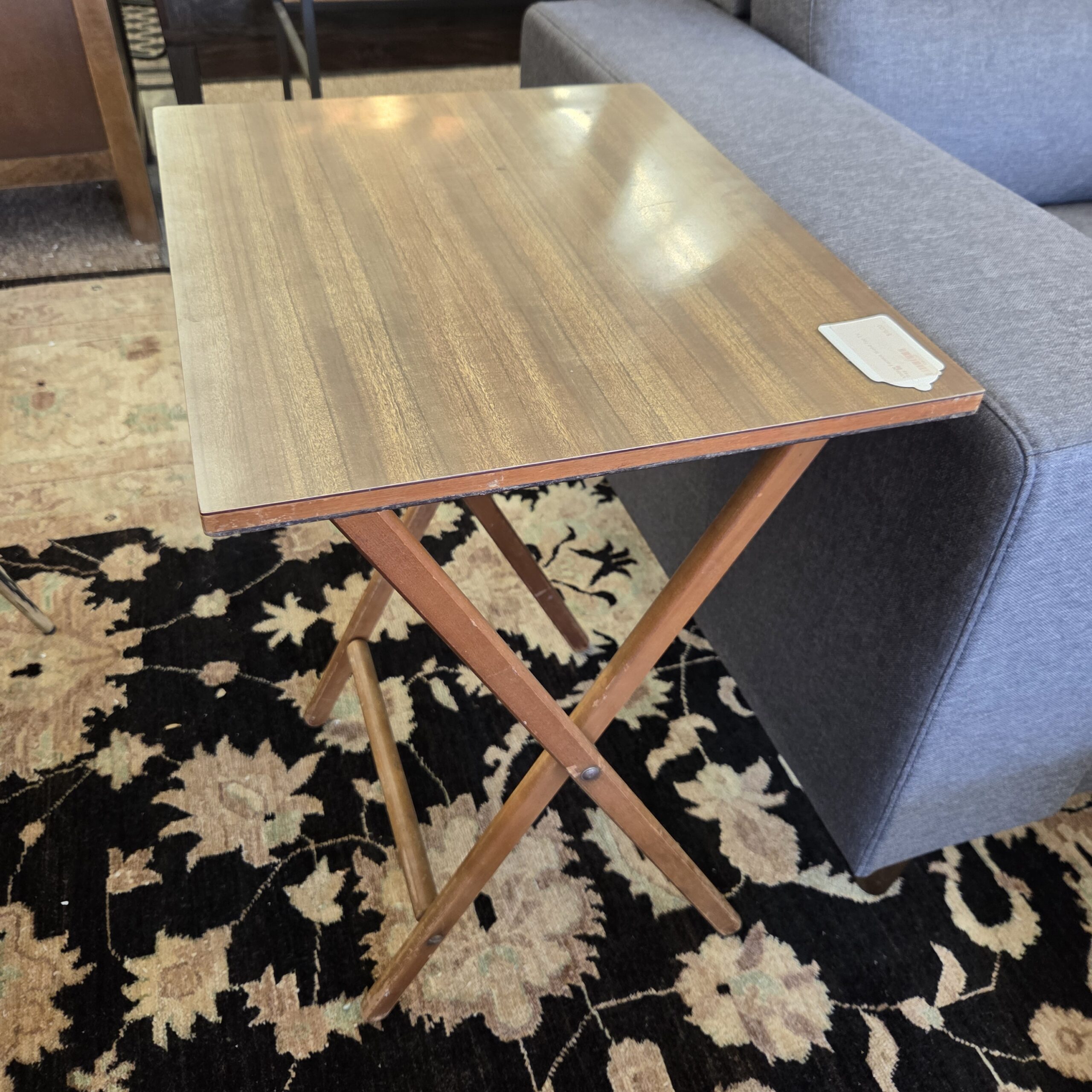 vintage formica wood top tv tray