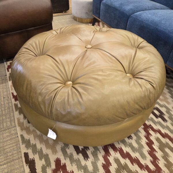 lazboy large round taupe button tufted ottoman