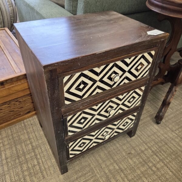 black & white mosaic diamonds nightstand