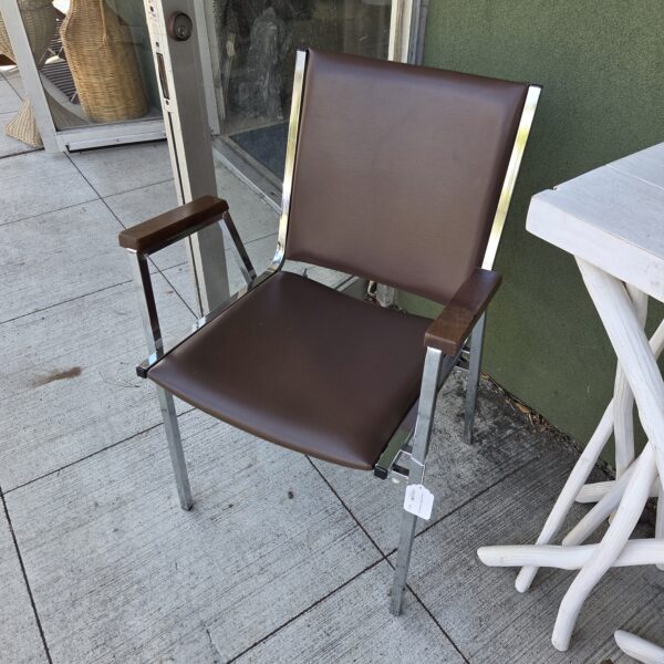 chrome & brown armchair