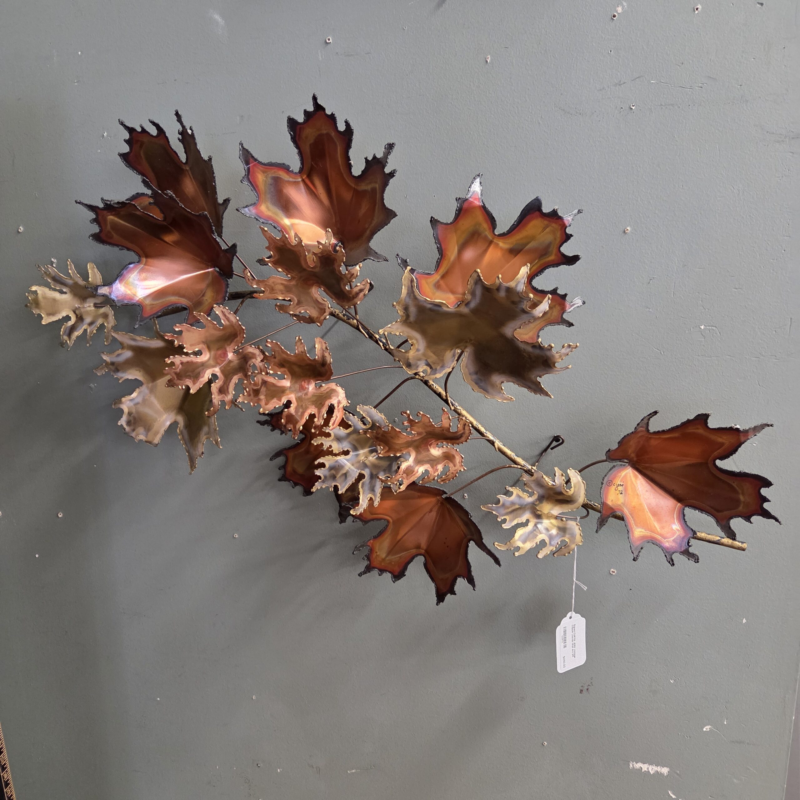 signed curtis jere vintage copper leaves wall art
