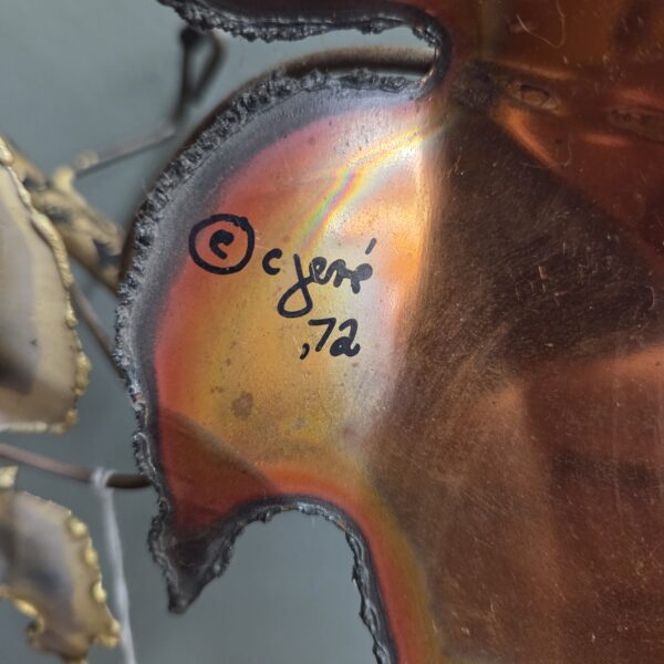signed curtis jere vintage copper leaves wall art