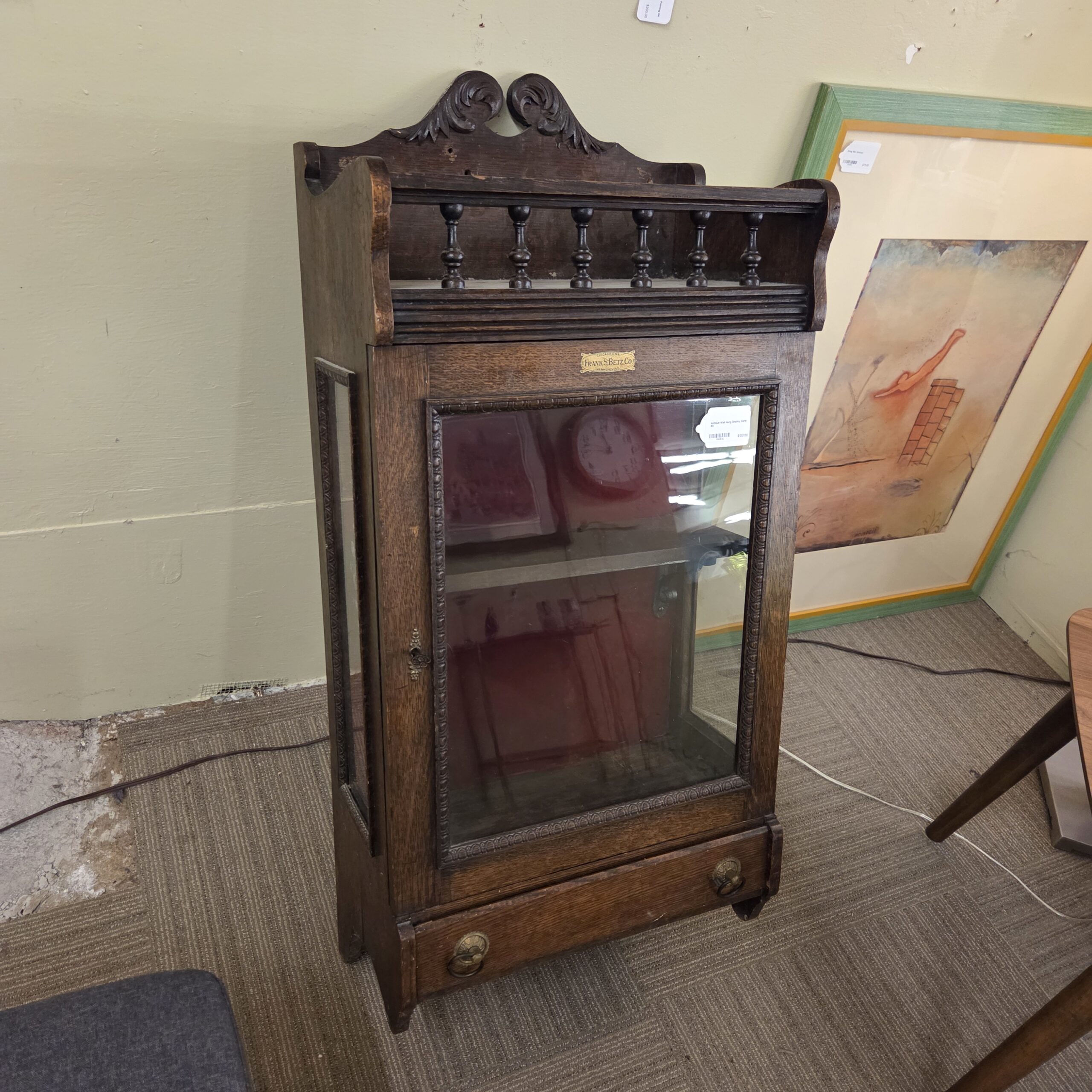 antique wall hung display curio