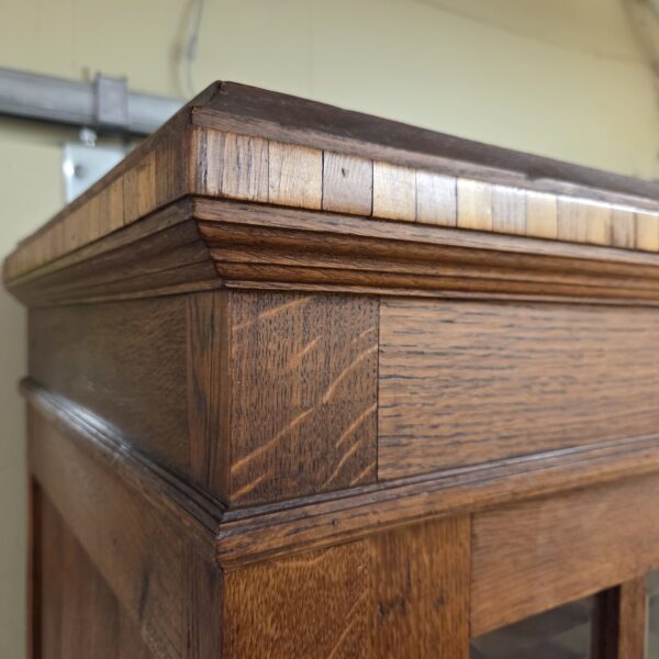 antique oak parquet beveled door cabinet