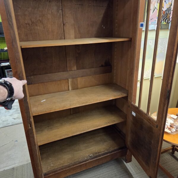 antique oak parquet beveled door cabinet