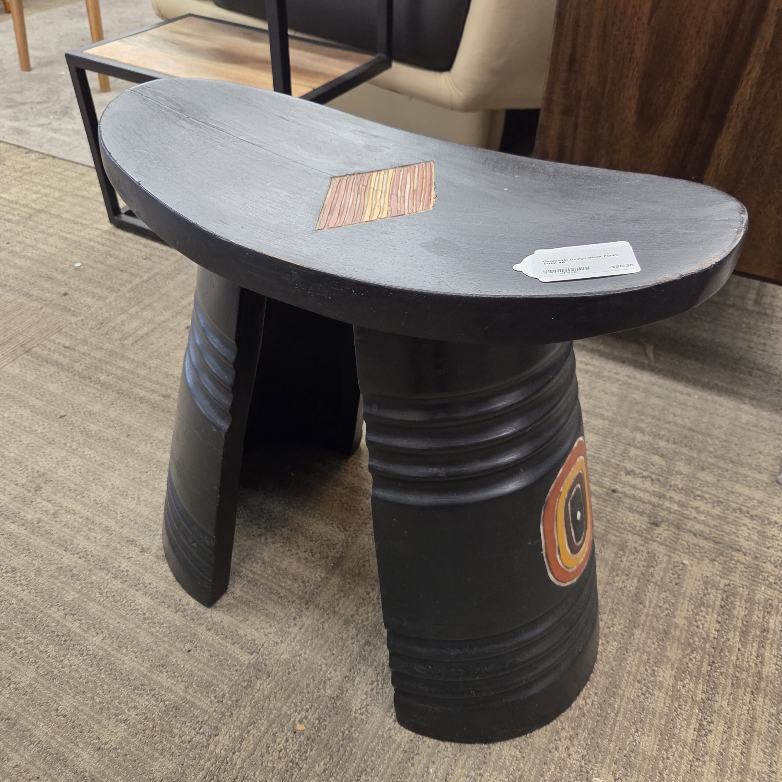 geometric design black funky stool