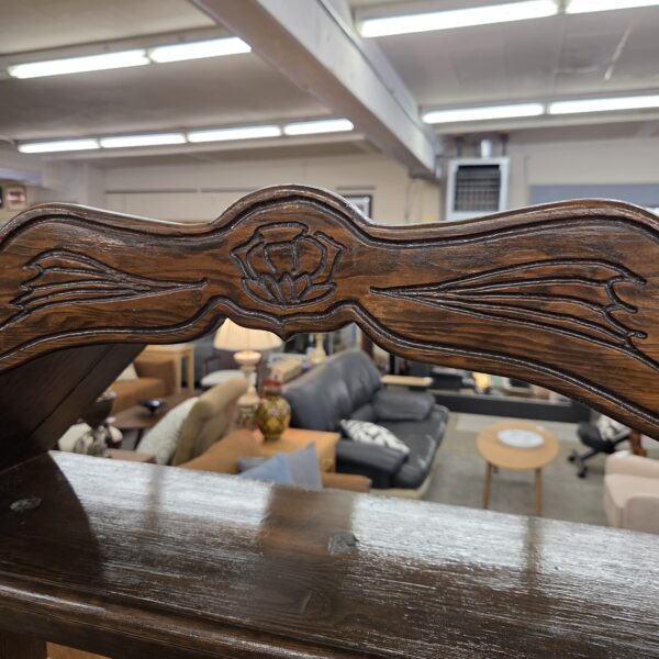 vintage chunky carved pediment bookcase