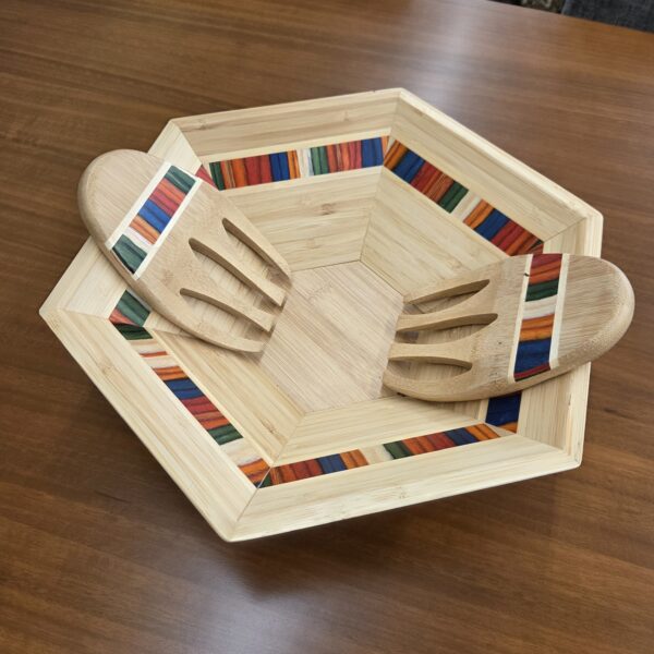 baltique hexagonal salad bowl w/tongs