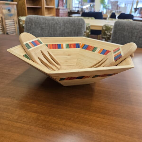 baltique hexagonal salad bowl w/tongs