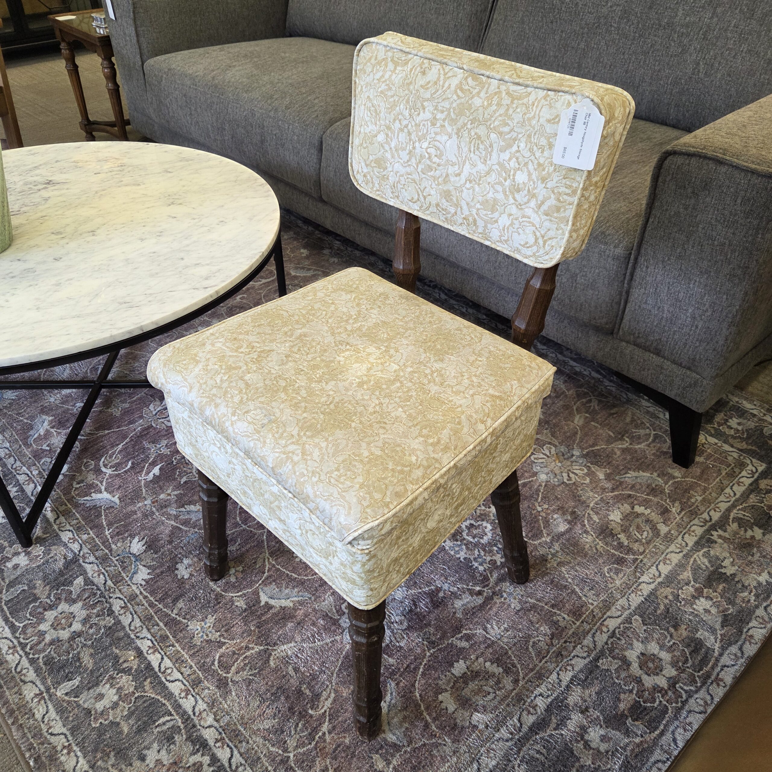mid century naugahyde storage chair