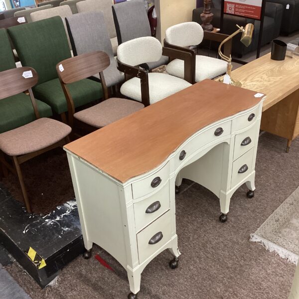 rolling white neo classic desk (as is)