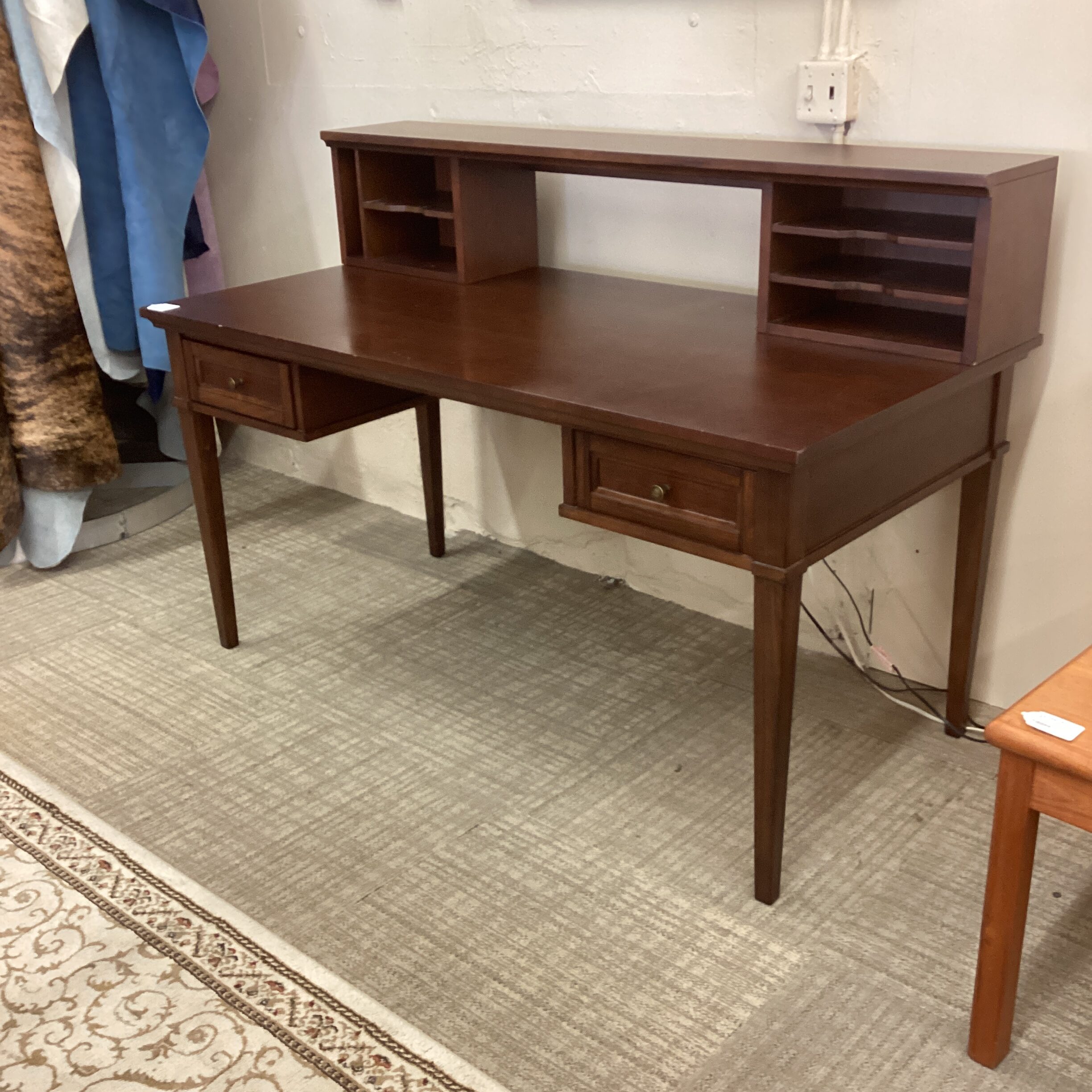 crate & barrel dark wood desk w/organizer