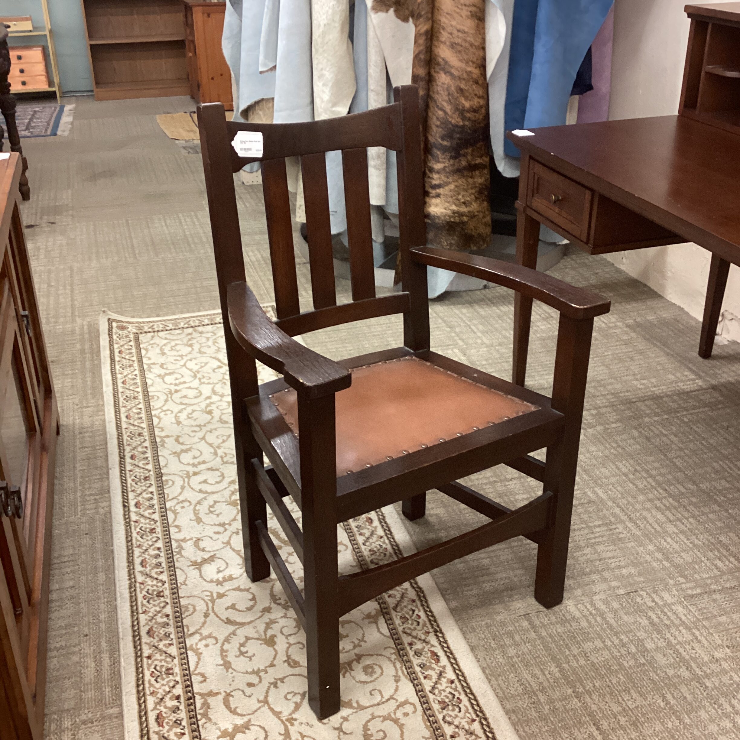 antique dark mission style arm chair