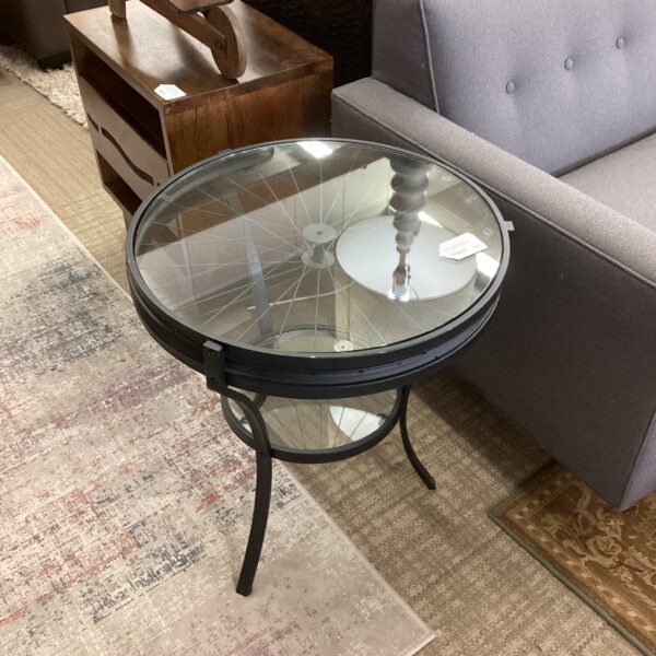 bicycle wheel side table
