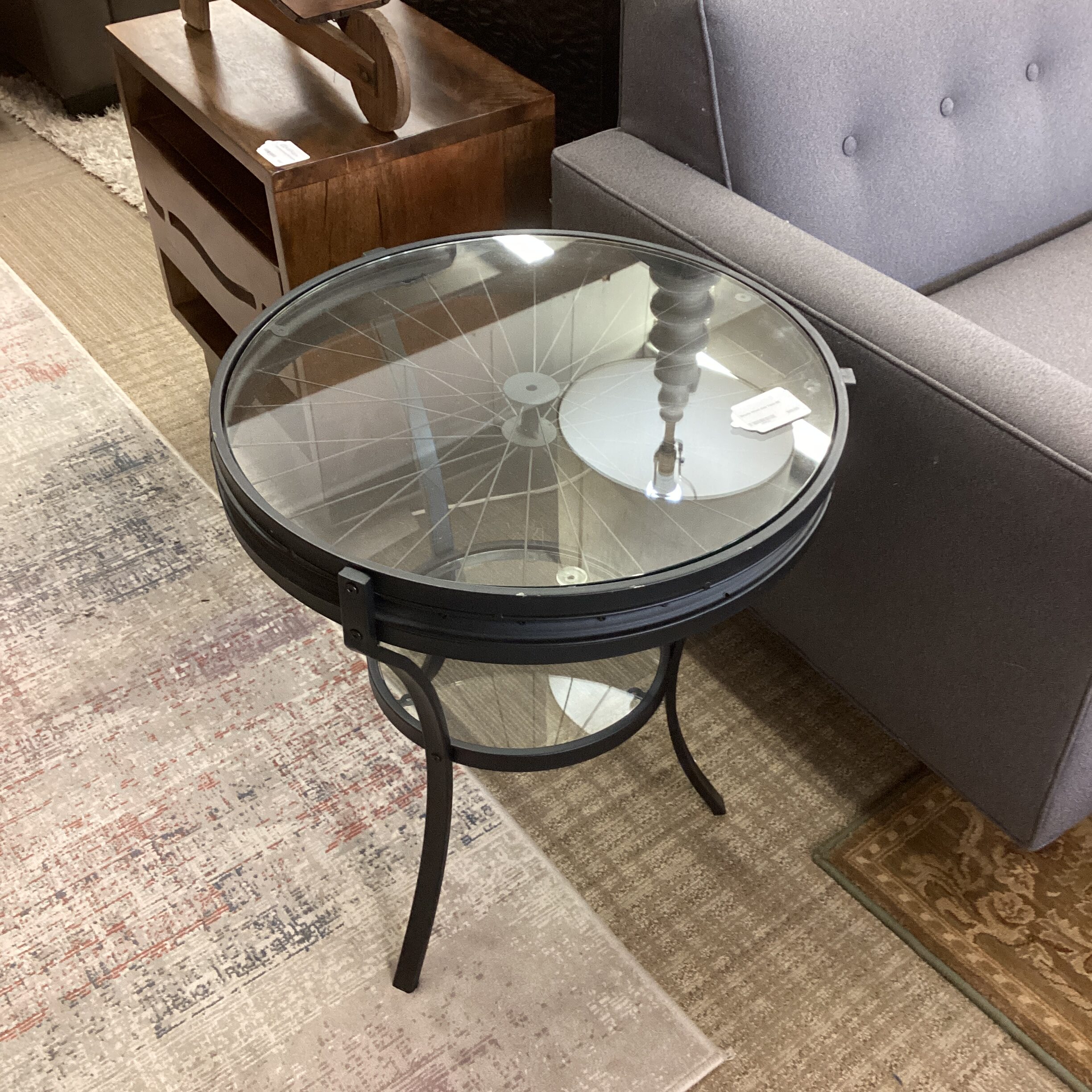bicycle wheel side table