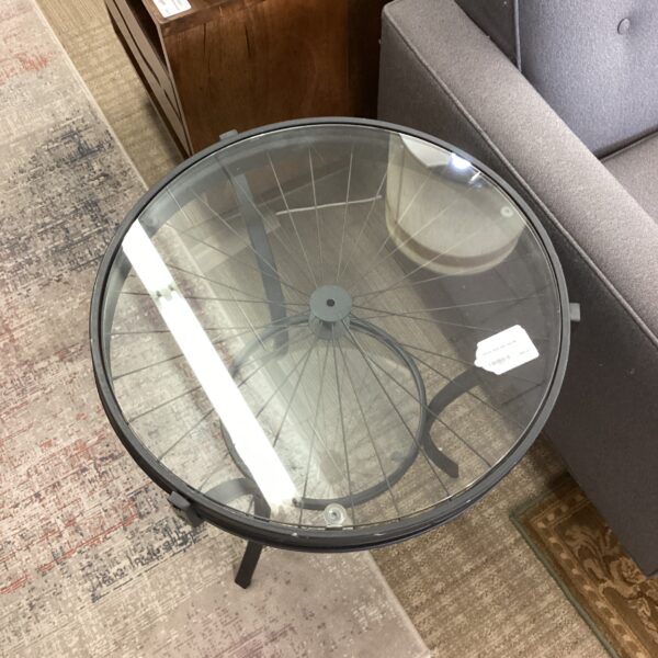 bicycle wheel side table