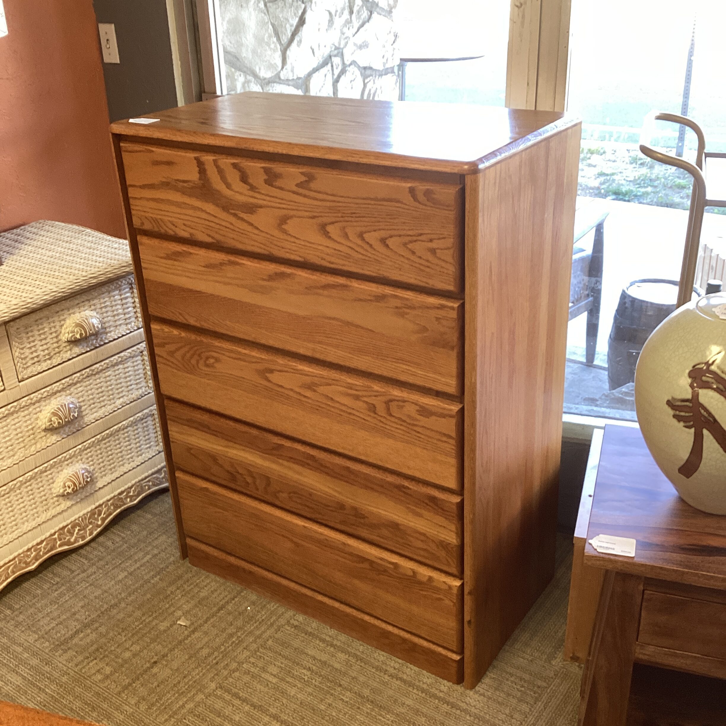 oak 5 drawer highboy