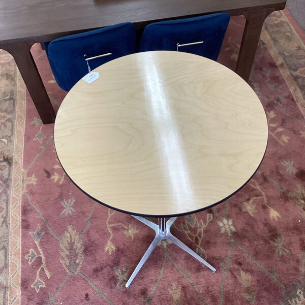 blonde wood laminate chrome base bar table