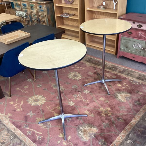 blonde wood laminate chrome base bar table