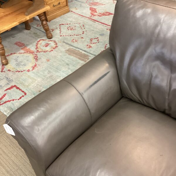 taupey grey leather rolled arm sofa (as is)