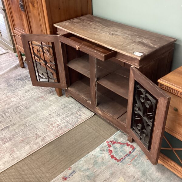 rustic wrought iron panel cabinet