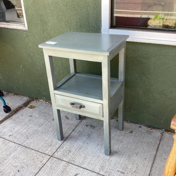 greyish blue side table (as is)