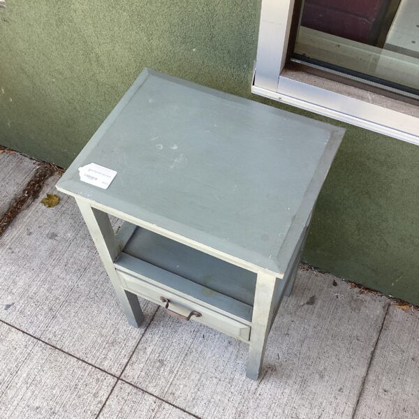 greyish blue side table (as is)