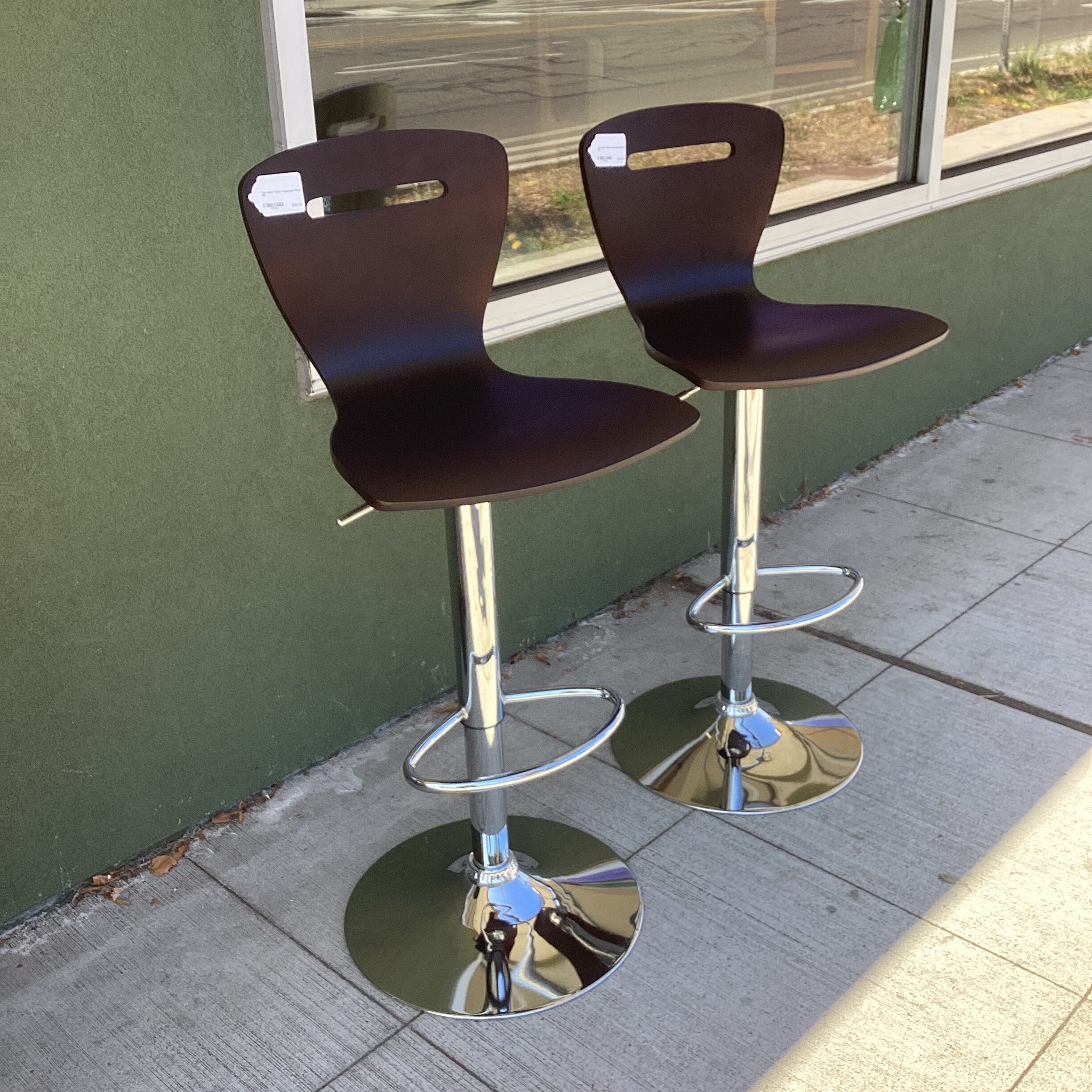 dark bent wood adjustable stool