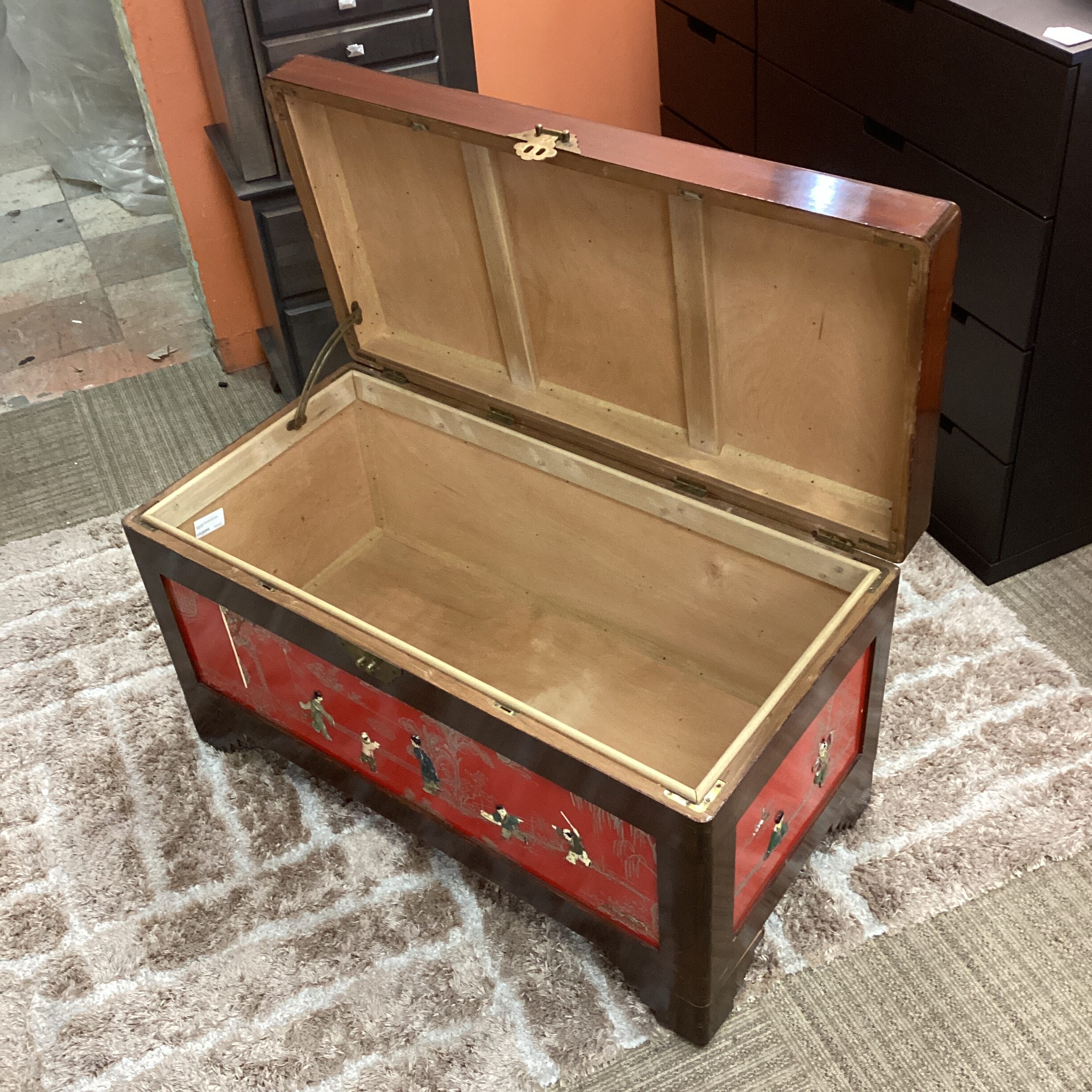 asian style red painted detail chest asian style red painted detail chest
