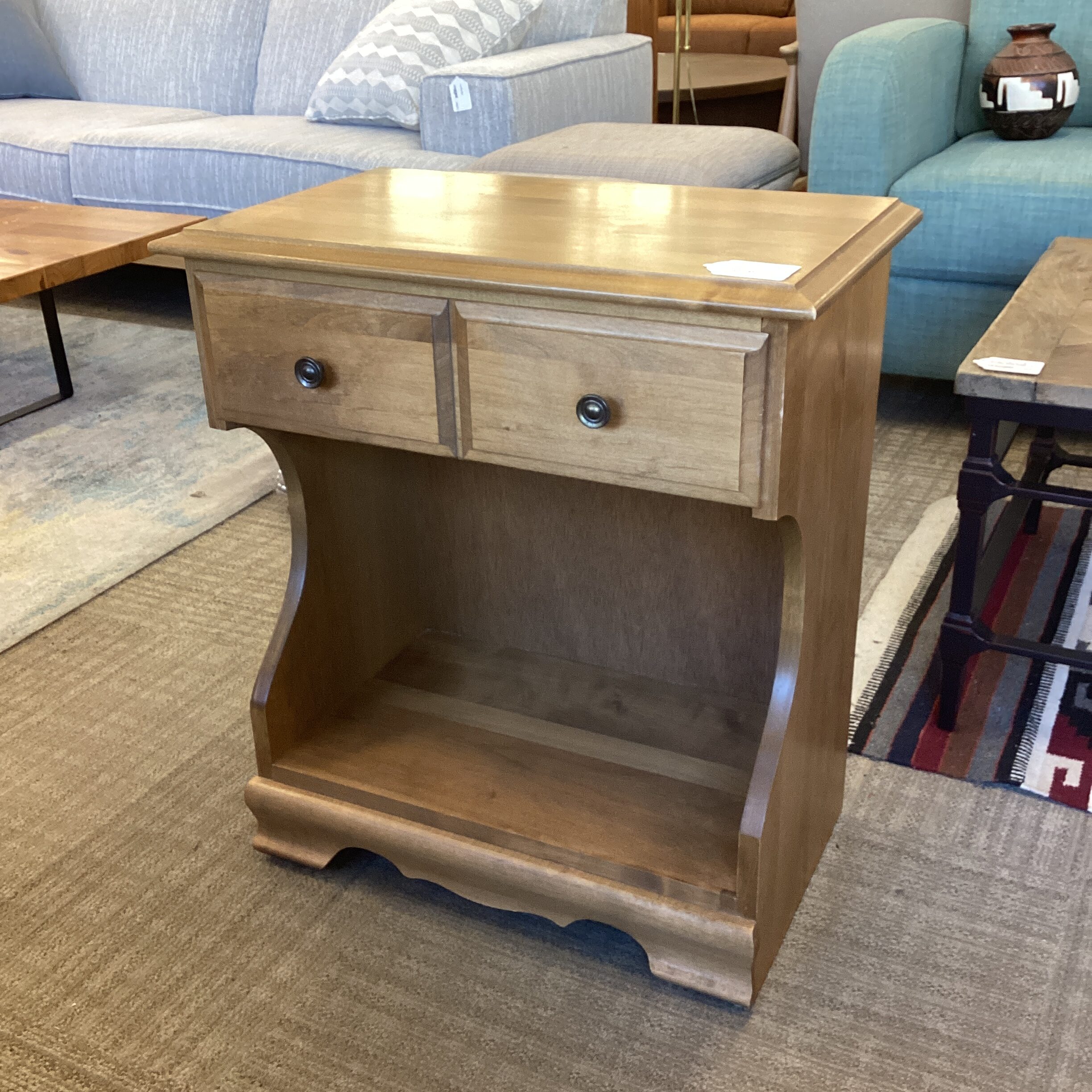 side table w/faux double drawer