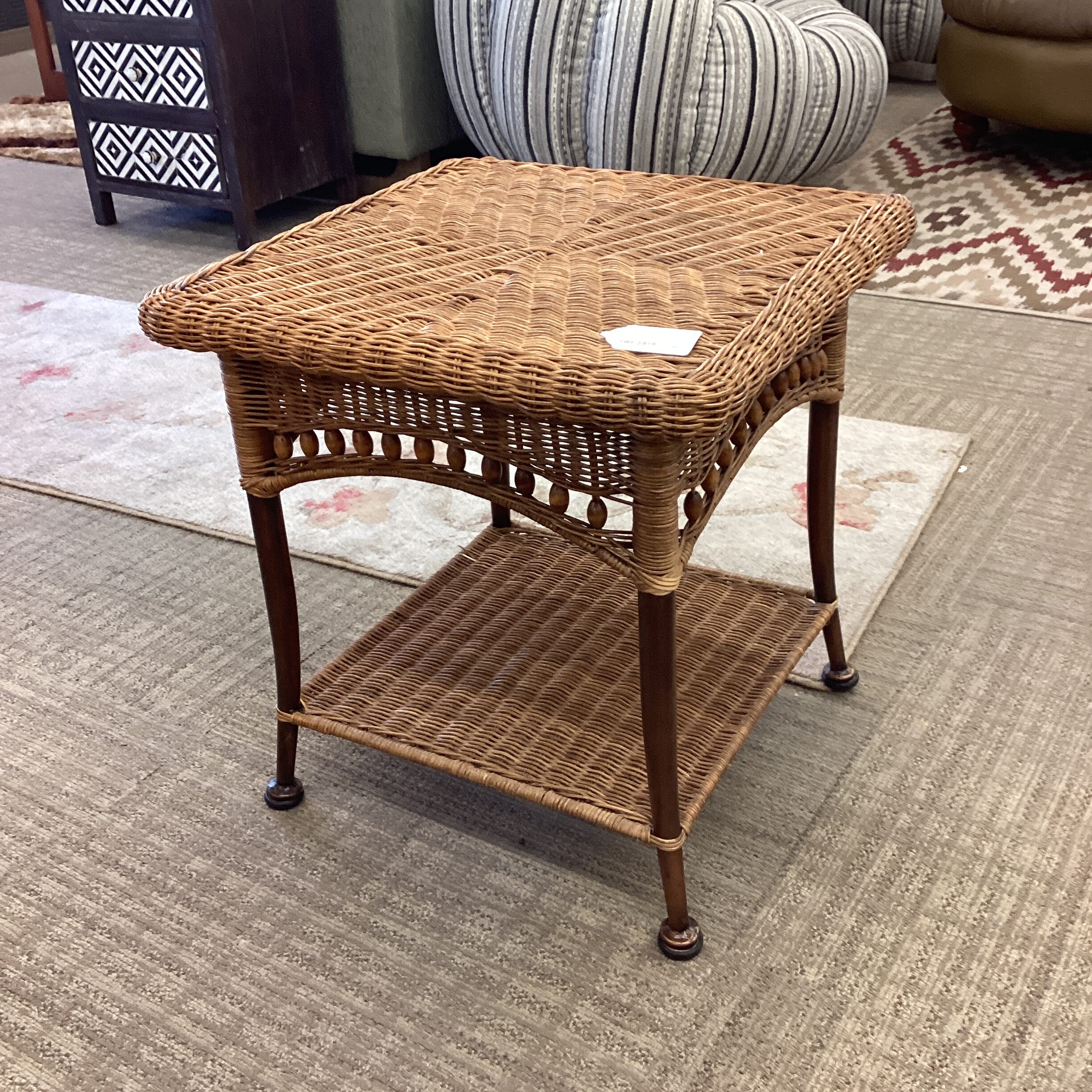 wicker with beads side table