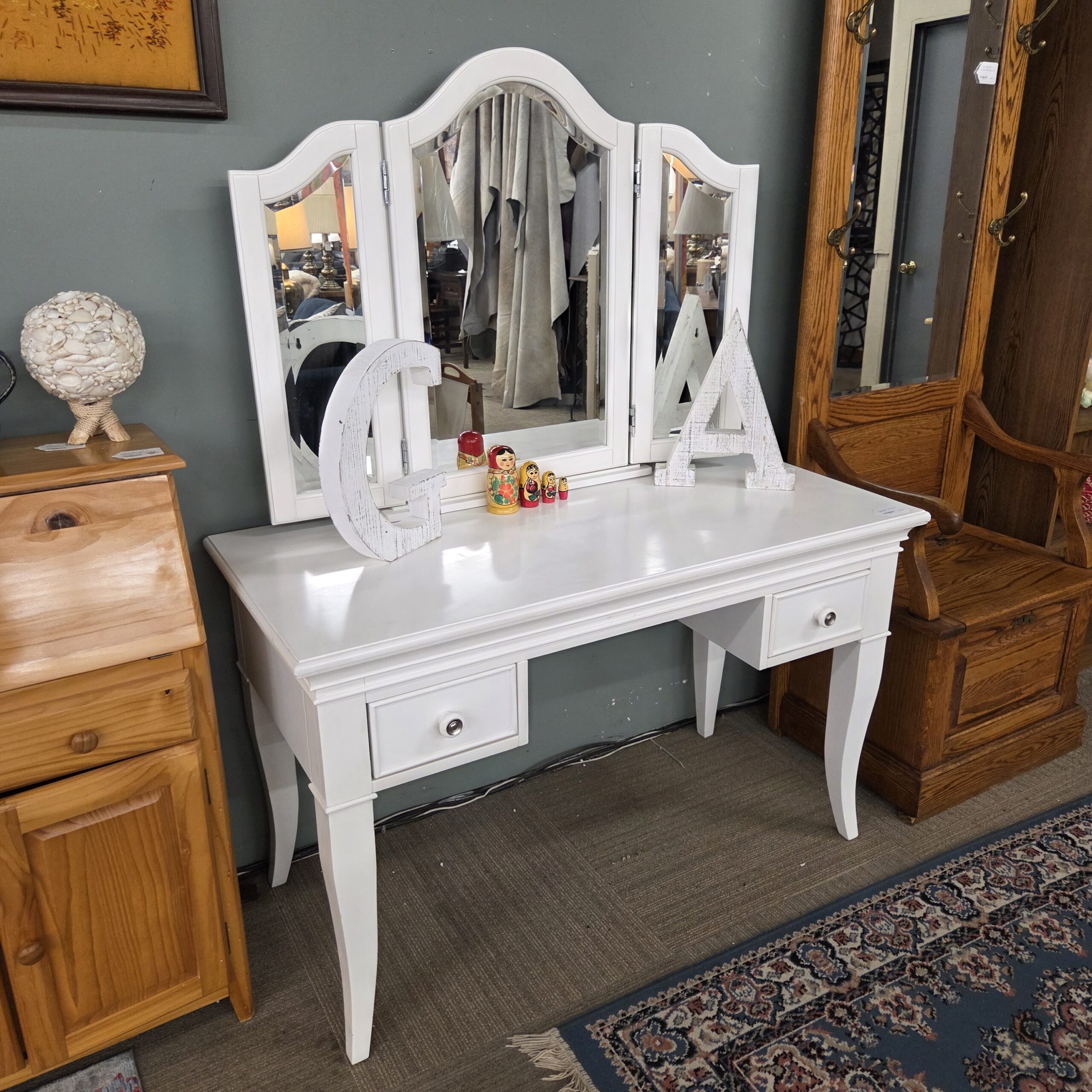 n.e. kids white vanity w/3way mirror