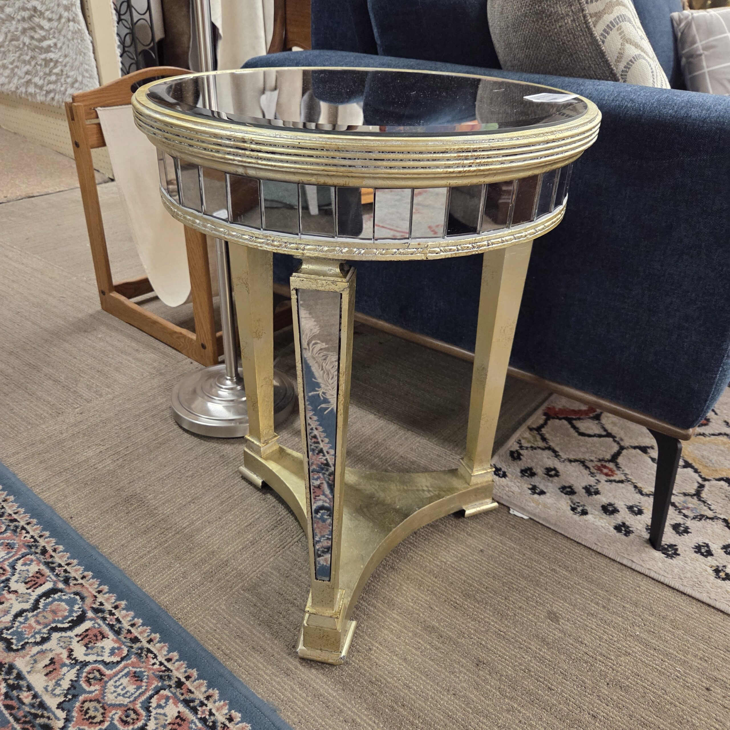 gold & mirrored round side table