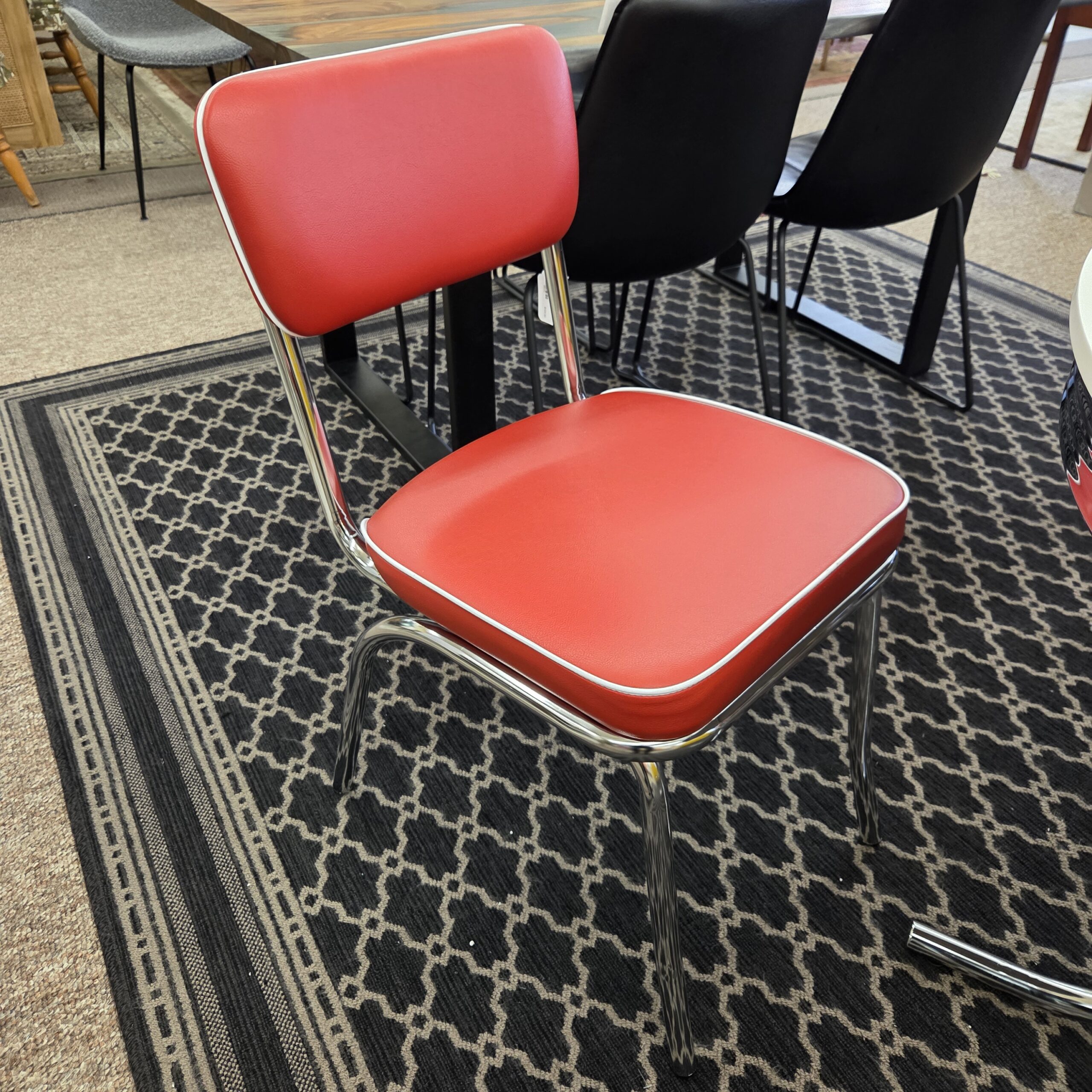 retro red leatherette dining chair