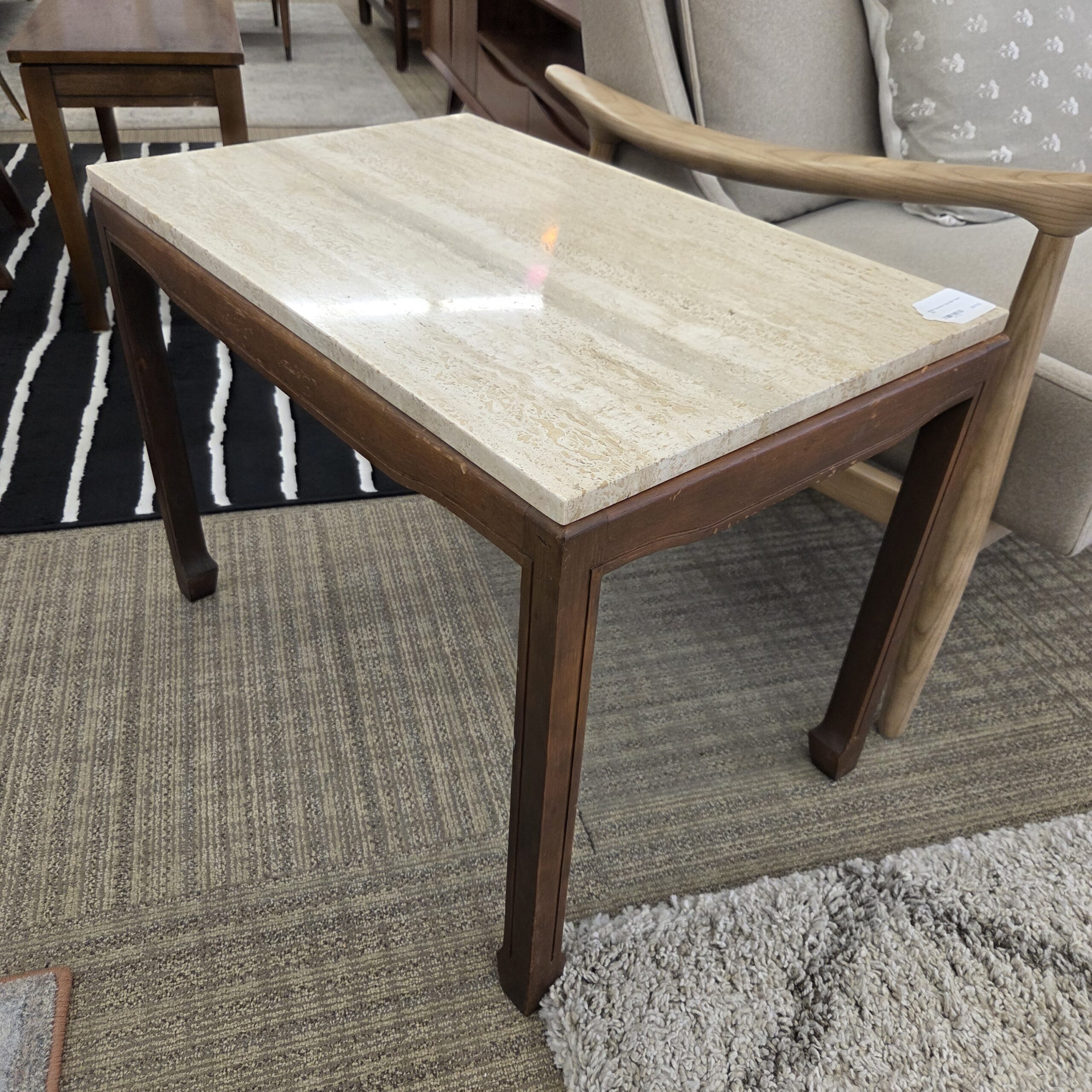 mcm travertine top side table