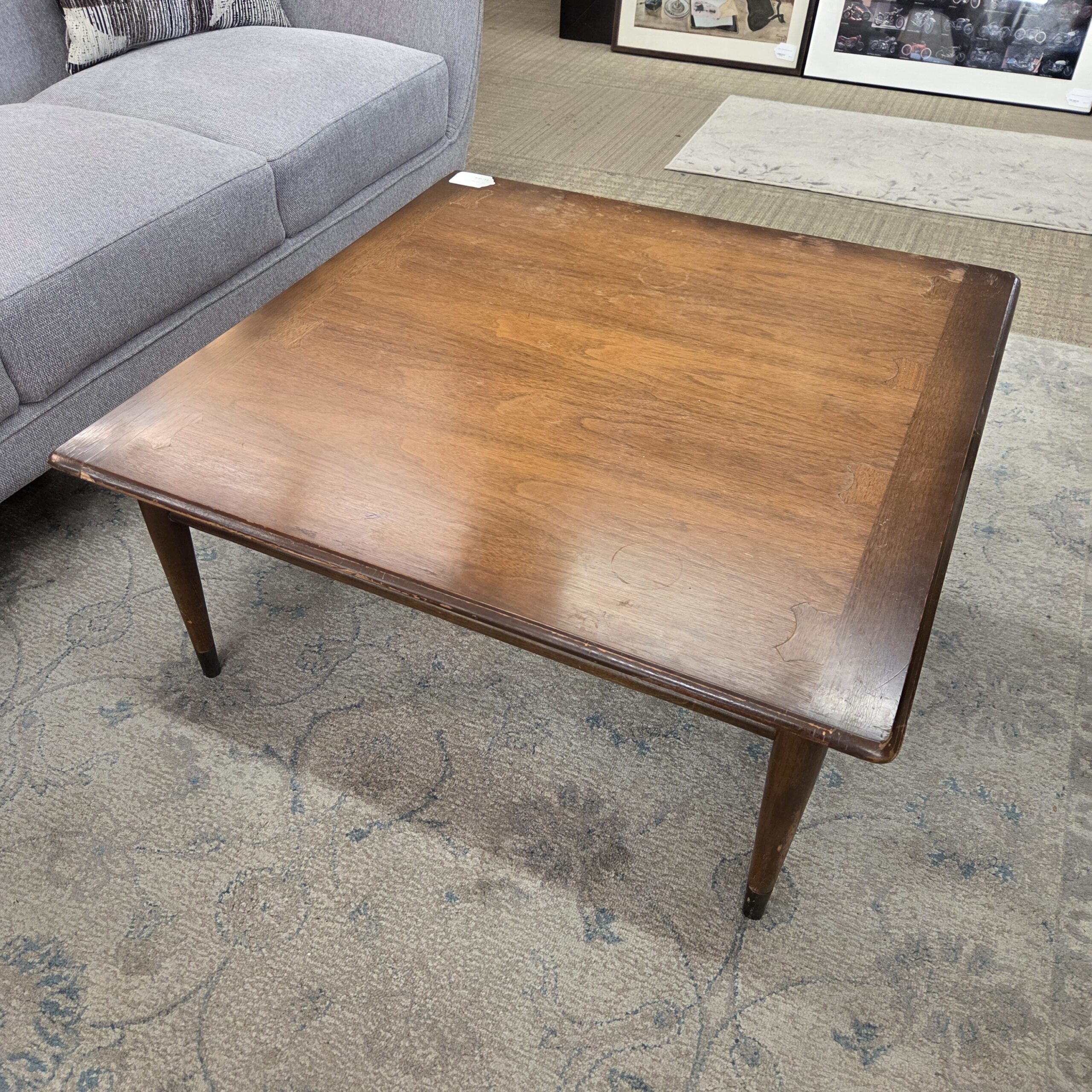mcm large square walnut coffee table (as is) mcm large square walnut coffee table (as is)