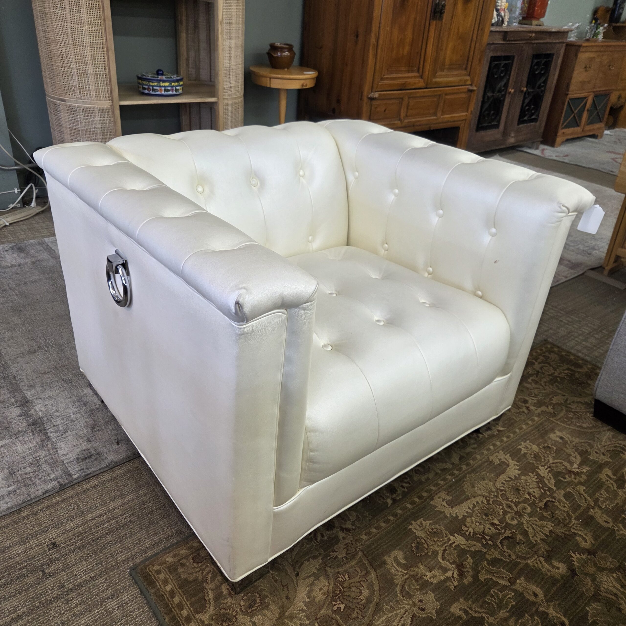 white chesterfield chair (as is)