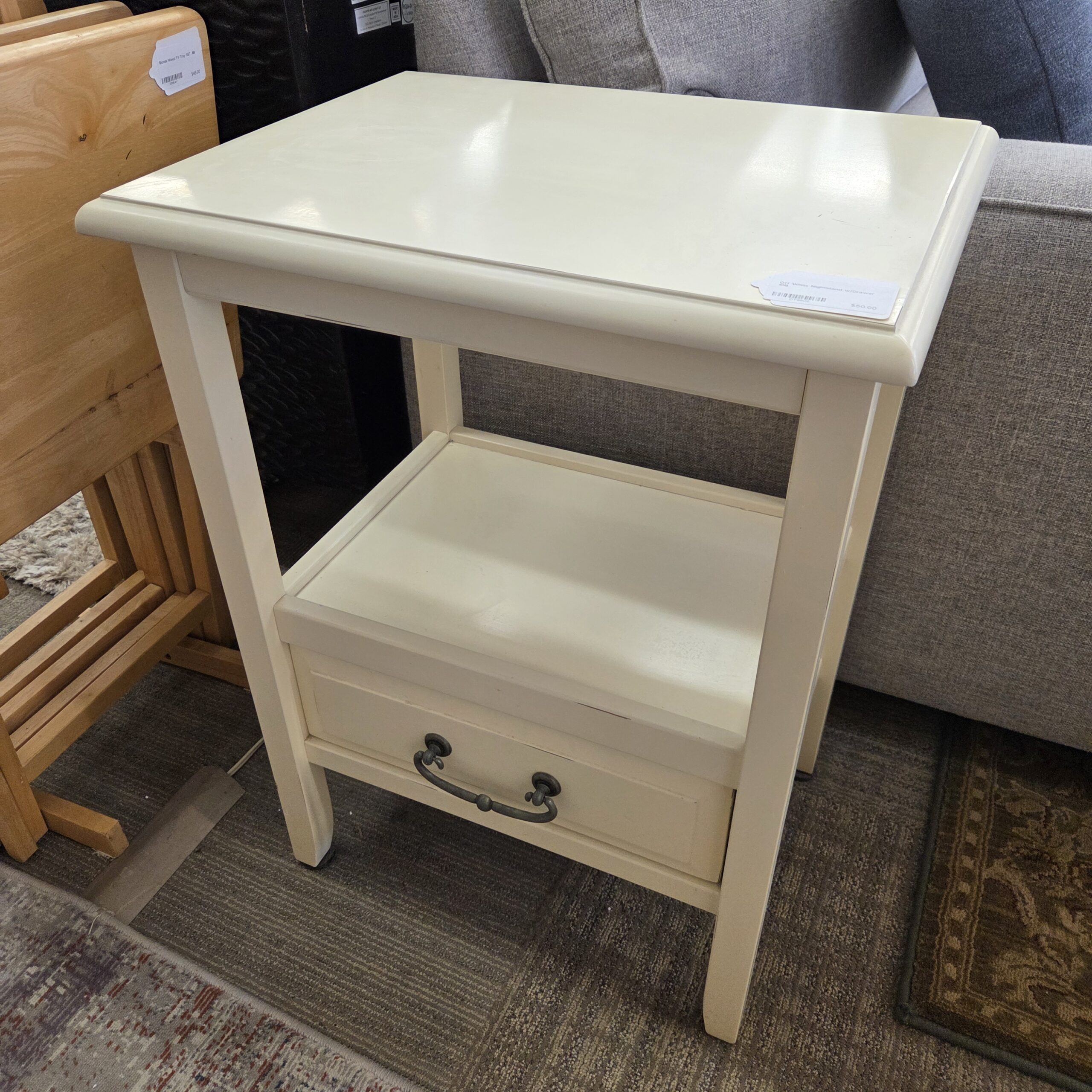 off white nightstand w/drawer