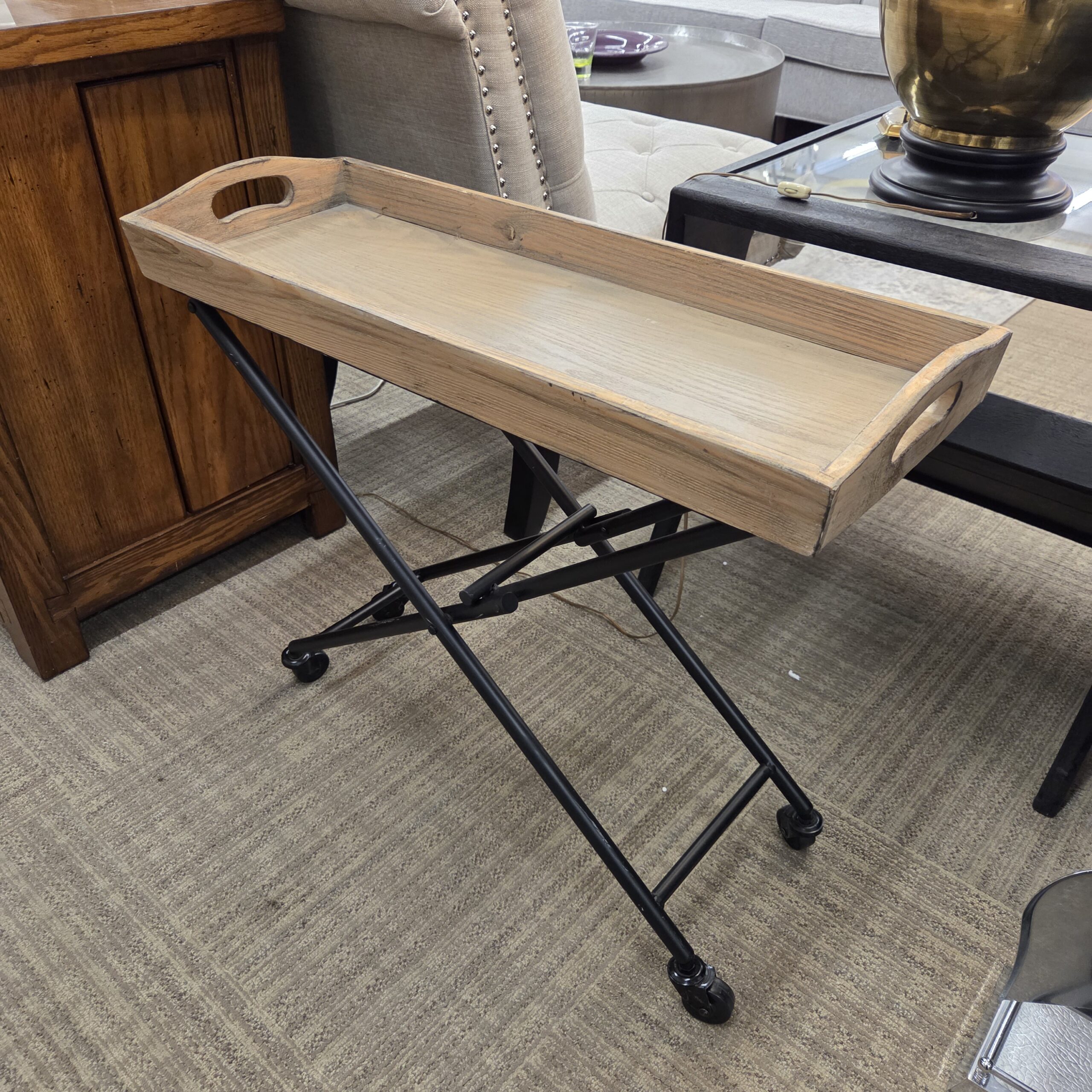 rolling folding tray console