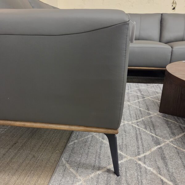 top grain gray mod leather sectional