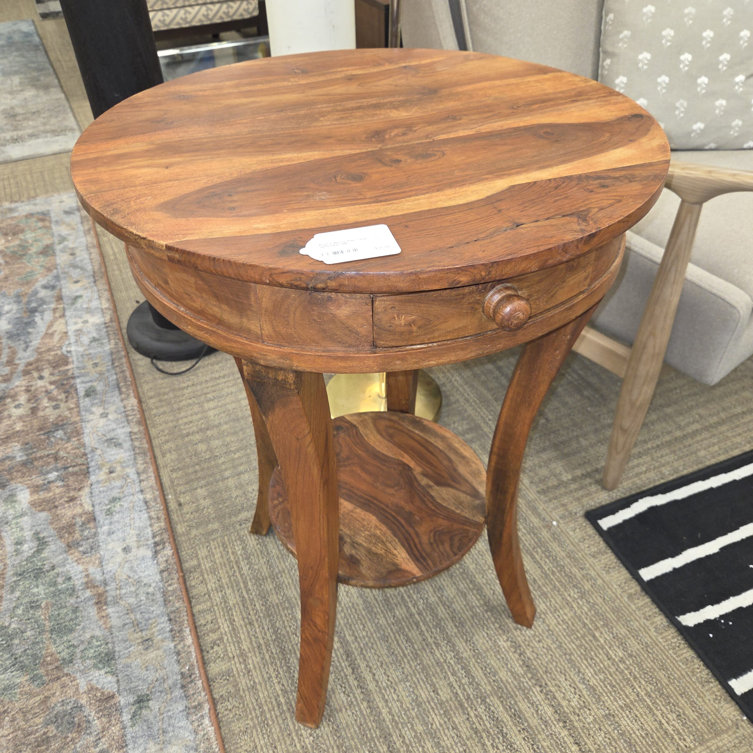 round wood side table w/drawer
