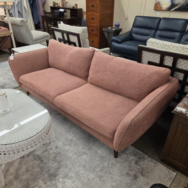 dusty rose angled arm sofa (as is)