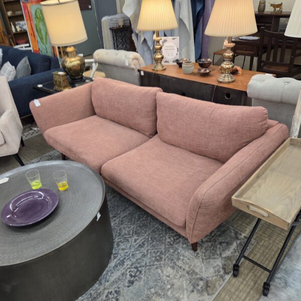 dusty rose angled arm sofa (as is)