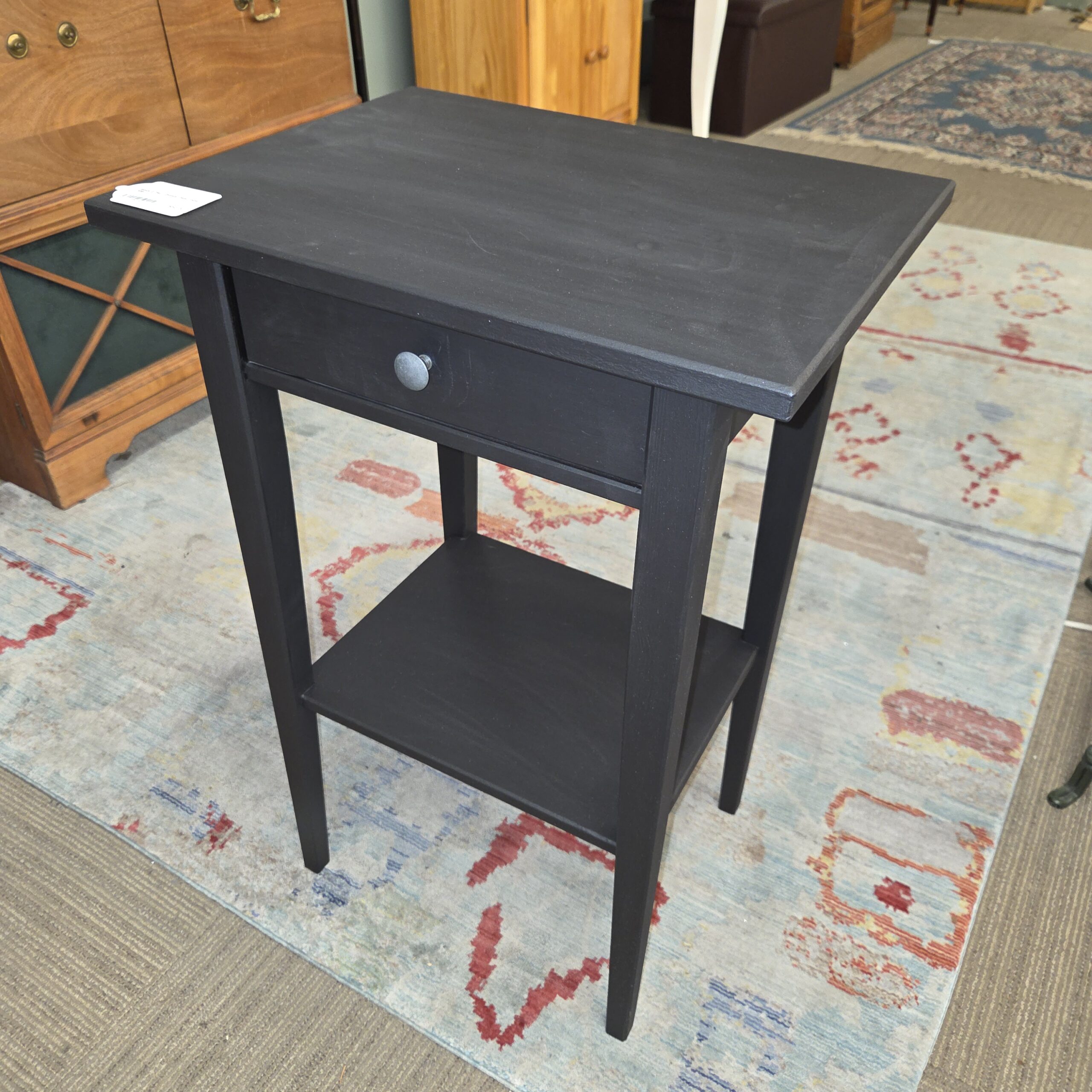 black 2tier 1drawer side table